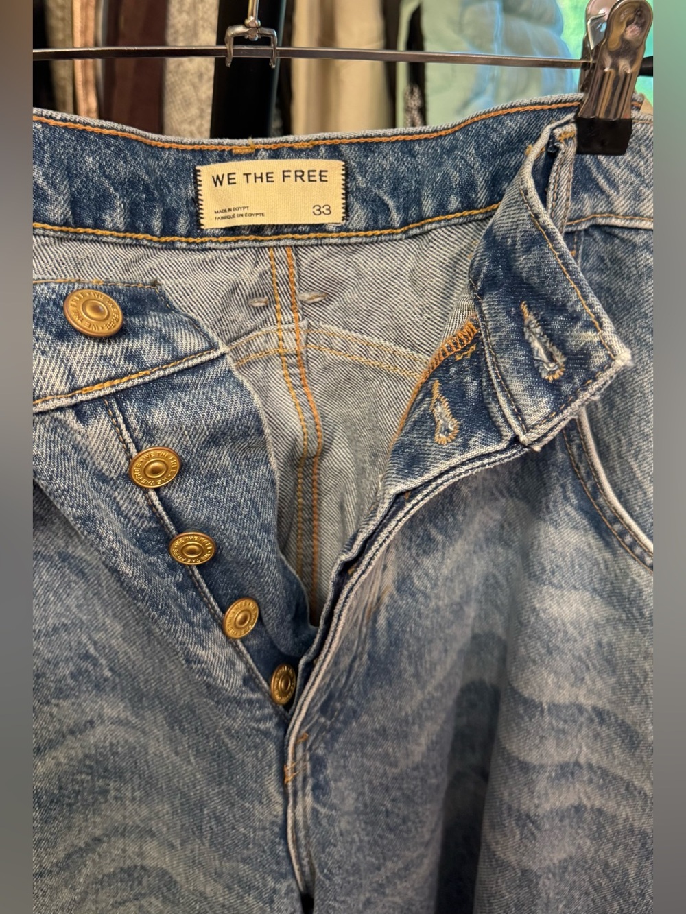 NWT Free People We The Free Good Luck Mid-Rise Barrel Jeans ultra light beam 33 - Picture 14 of 15
